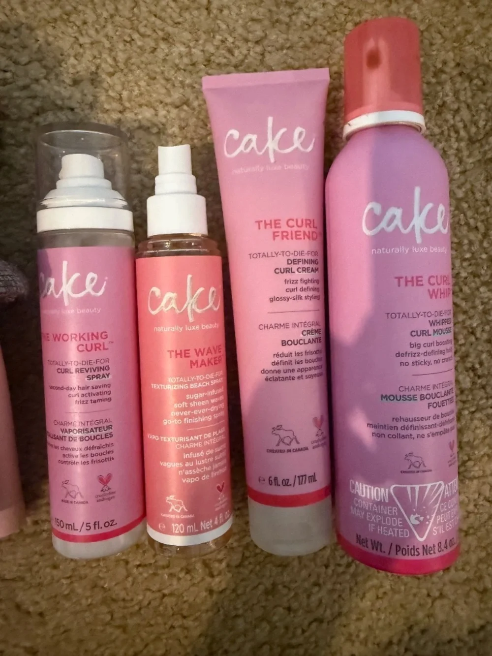 CAKE hair curling set, includes 4 products and hair curling rods